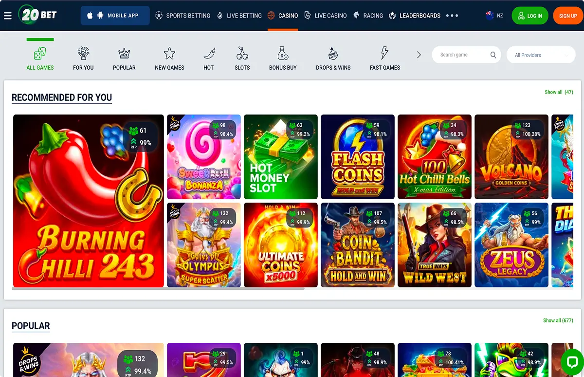 20Bet Gaming platform